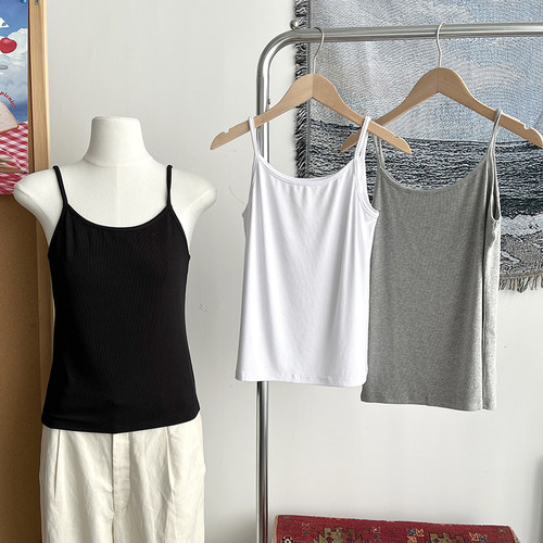 夏季女休闲工字型打底上衣 柔软人棉螺纹吊带背心