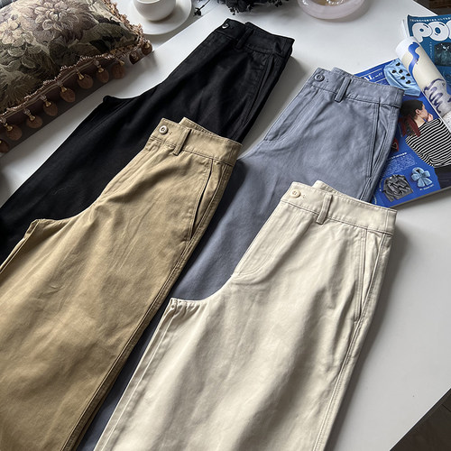 高腰时髦复古阔腿挺括休闲裤