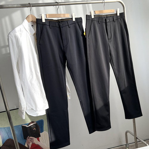 不沾灰不沾毛 秋冬男士通勤商务加绒加厚丝滑绵羊毛休闲西裤