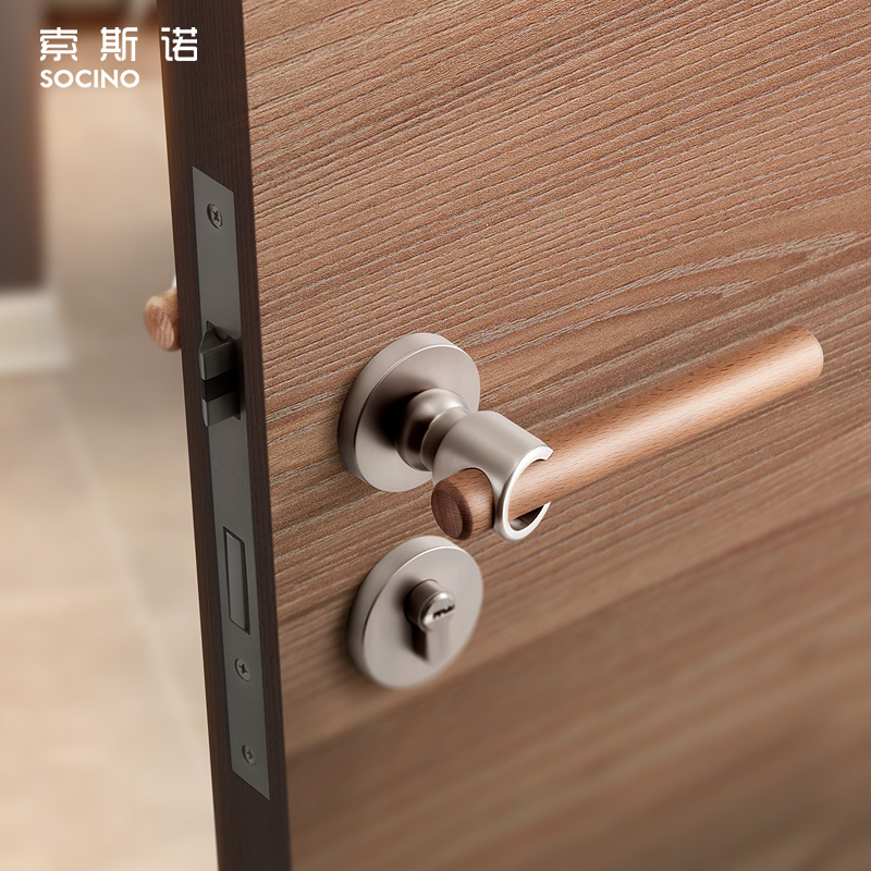 索斯诺银色磁吸静音房门锁