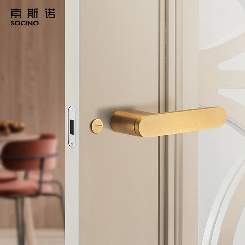 索斯诺卧室北欧黄古铜磁吸门锁