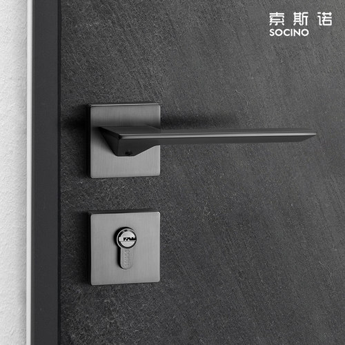索斯诺卧室磁吸静音门锁黑灰锁具
