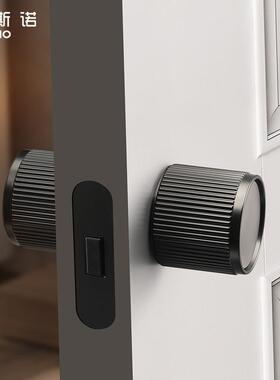 索斯诺北欧门锁室内卧室静音房门锁极简圆球形锁家用黑灰色门把手