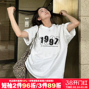 ulzzang小众简约印花白色纯棉短袖t恤bf风情侣装男女款上衣内搭夏