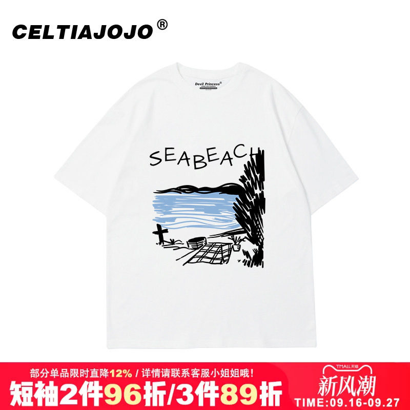 vintage设计感复古美式短袖t恤图片