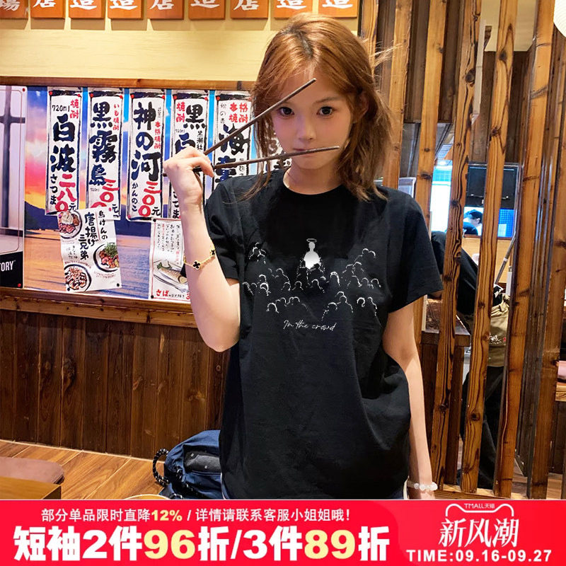 chic甜酷复古纯棉短袖t恤潮图片