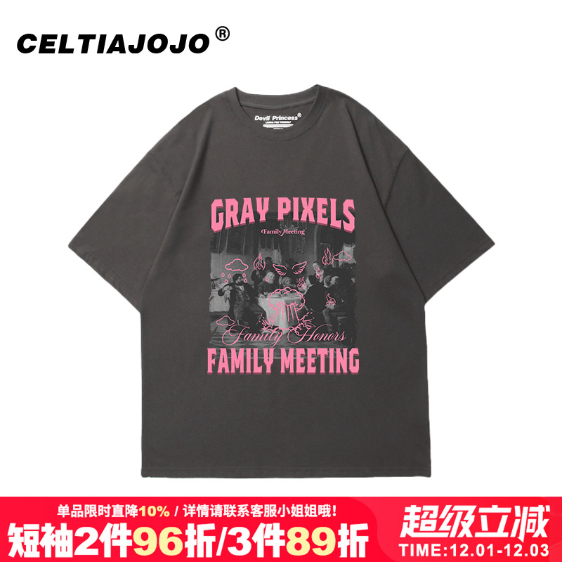 嘻哈街头复古潮牌短袖t恤女