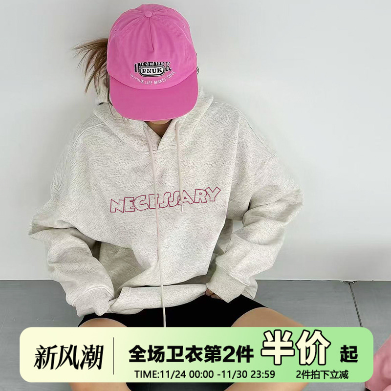 休闲韩系复古套头秋冬连帽卫衣