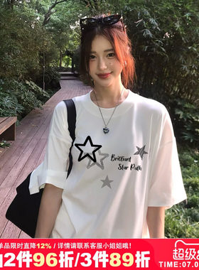 bf风设计感纯棉正肩短袖t恤女