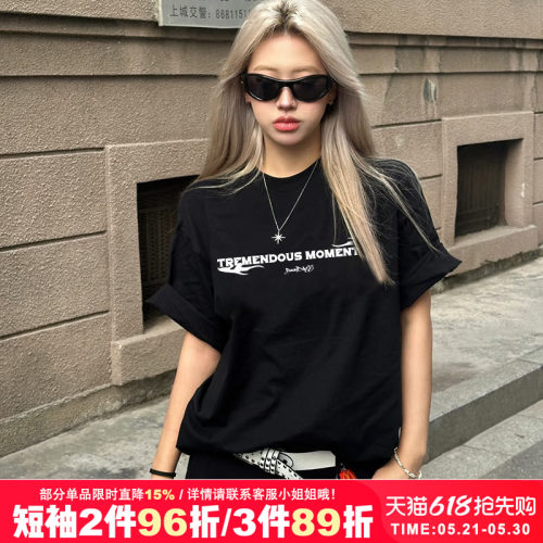 chic复古小众美式短袖t恤情侣