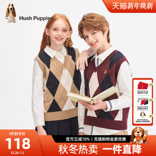 儿童针织马甲男童休闲上衣女童V领马夹潮 暇步士童装 25秋新品