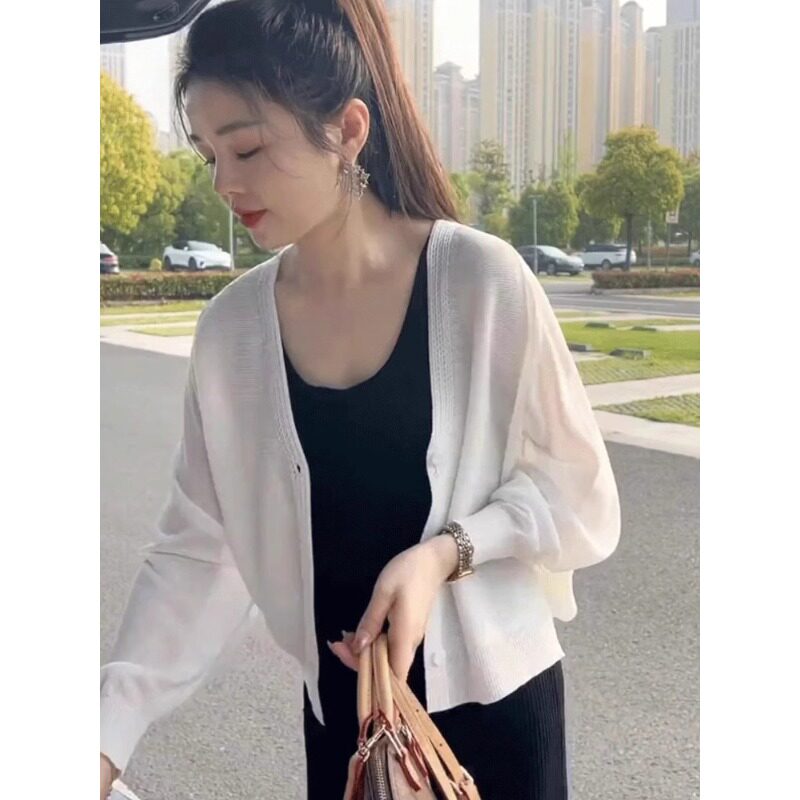 冰丝针织防晒开衫女款2026春夏流行单品外搭配吊带裙罩衫披肩外套