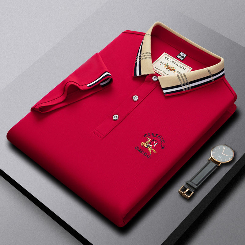 伦巴宝利娇男装刺绣t恤休闲短袖商务运动polo衫夏季纯色中年男士t