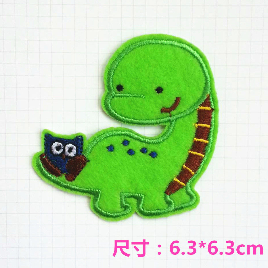 儿童衣服装饰被子刺绣贴布贴花可爱小恐龙卡其色电脑绣花手工DIY
