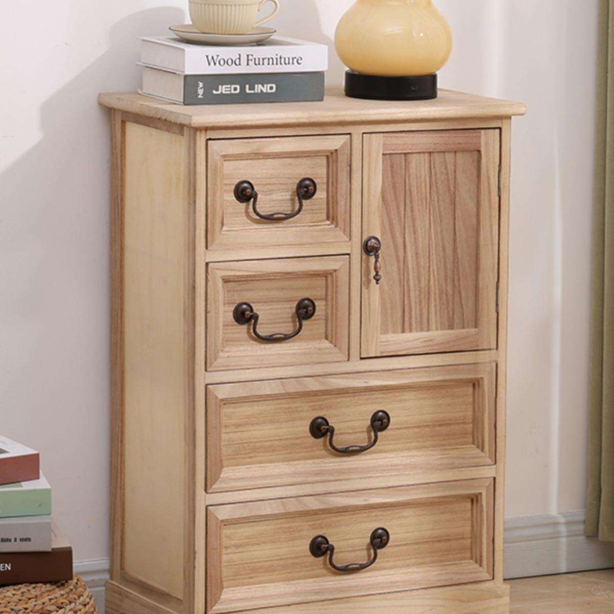 美式乡村实木斗柜复古床头柜客厅边柜收纳抽屉柜装饰组合储物柜J^