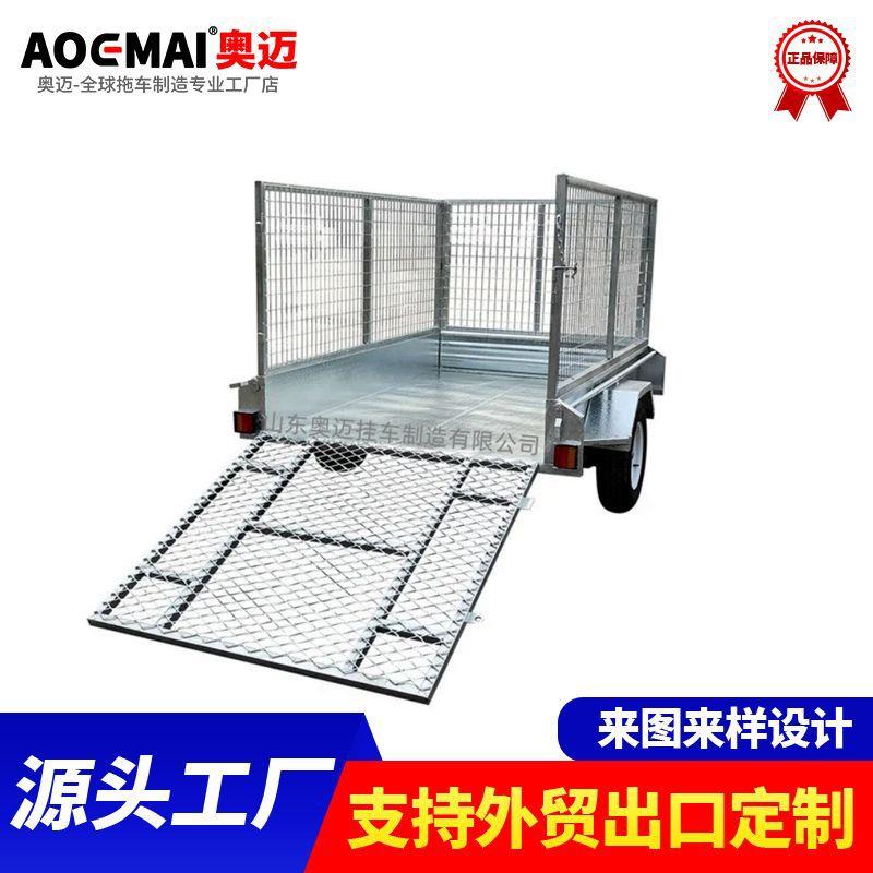 出口规格10*510*8网格拖车热镀锌小拖挂厢式笼式拖车按需制造