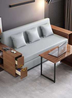多功能沙发床实木折叠餐桌一体两用简约客厅小户型可伸缩收纳储物