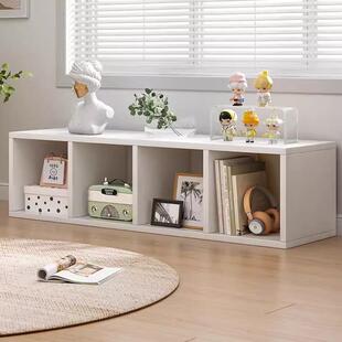 飘窗书架置物架落地矮书柜家用格子柜简易窗台下单层储物电视柜子