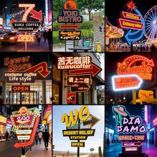 美式复古金属发光字网红打卡招牌LED门头创意灯箱广告牌导视牌