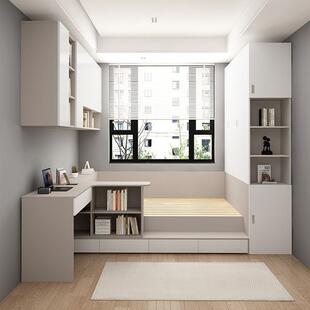 儿童房榻榻米床书柜一体带书桌衣柜卧室小户型定制组合储物高箱