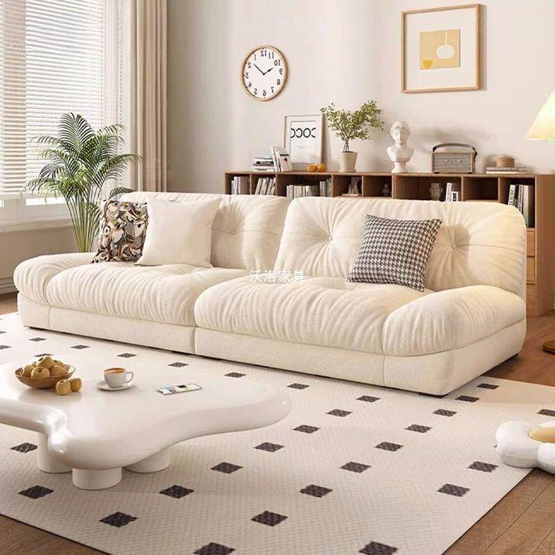 云朵沙发新款现代简约奶油风客厅小户型直排双三人位懒人布艺沙发