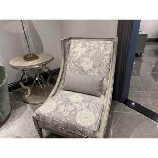 9W美式轻奢单人高背沙发椅art实木家具莫里印象复古绣花休闲老虎