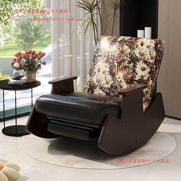 摇椅复古躺椅客厅中古风单人沙发实木摇椅阳台休闲椅懒人沙发椅子