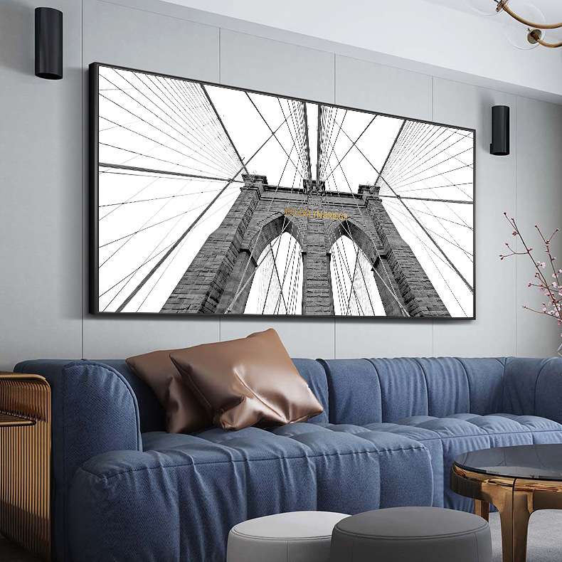 仰望世界的角落 壁画工作室挂画现代简约轻奢黑白建筑客厅装饰画