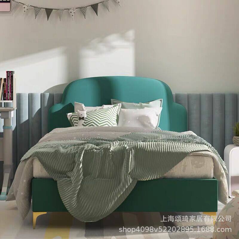 简约现代儿童床双胞胎北欧风单人床少女公主床二胎家庭网红布艺床