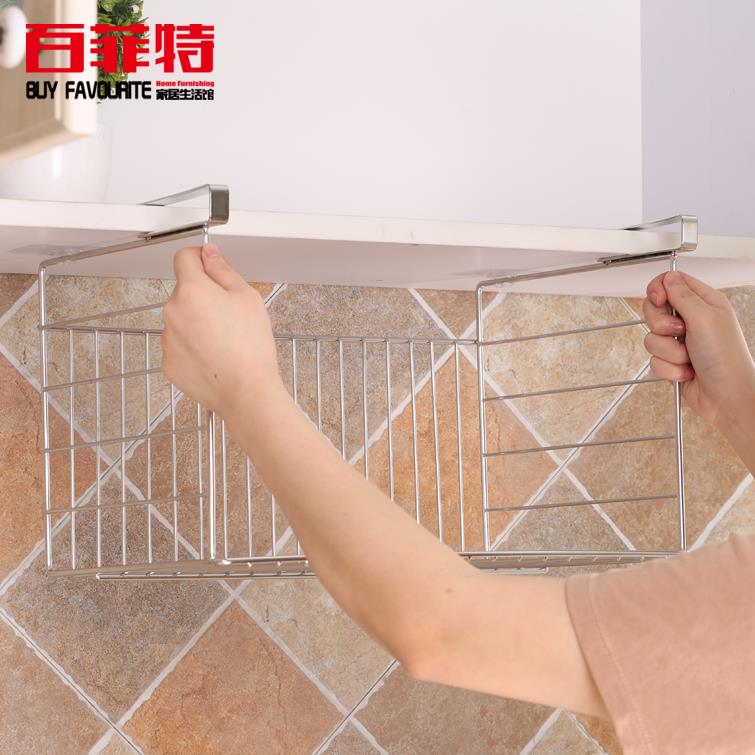 。304不锈钢桌下挂篮碗碟架置物架创意厨房宿舍衣柜悬挂收纳架家