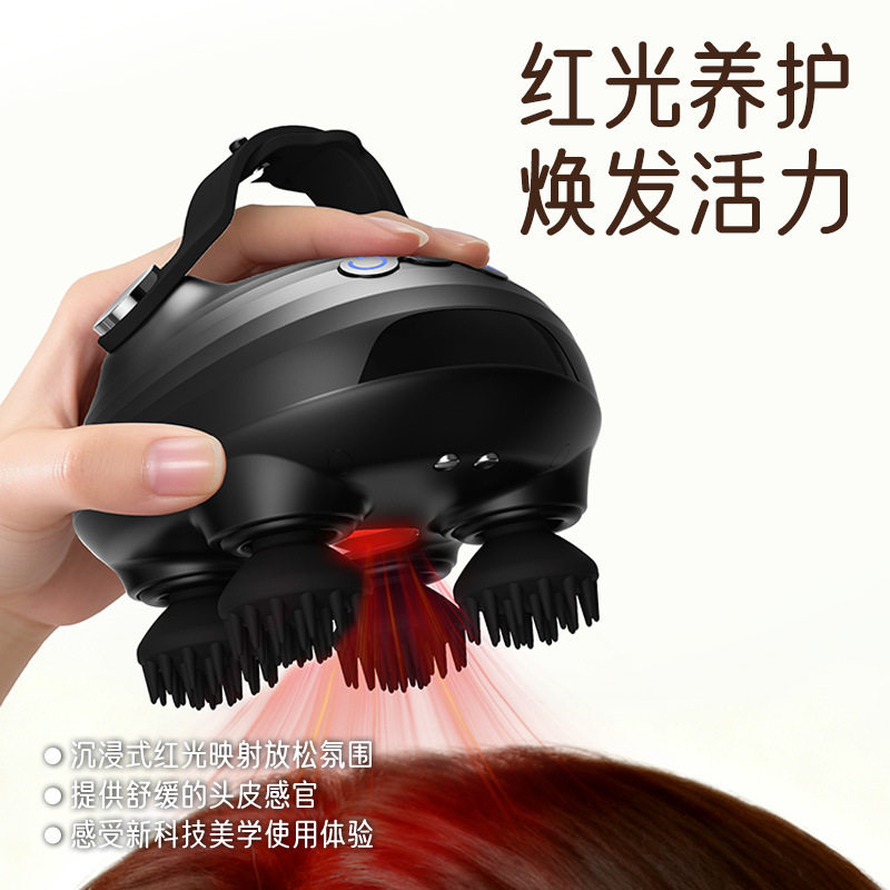 EMS微电动流头皮部按摩器头疗解压穴位防水跨境揉捏手持式按摩仪