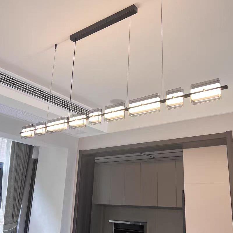 意式极简轻奢餐桌餐厅灯网红设计师简约现代长条全铜极简吧台吊灯