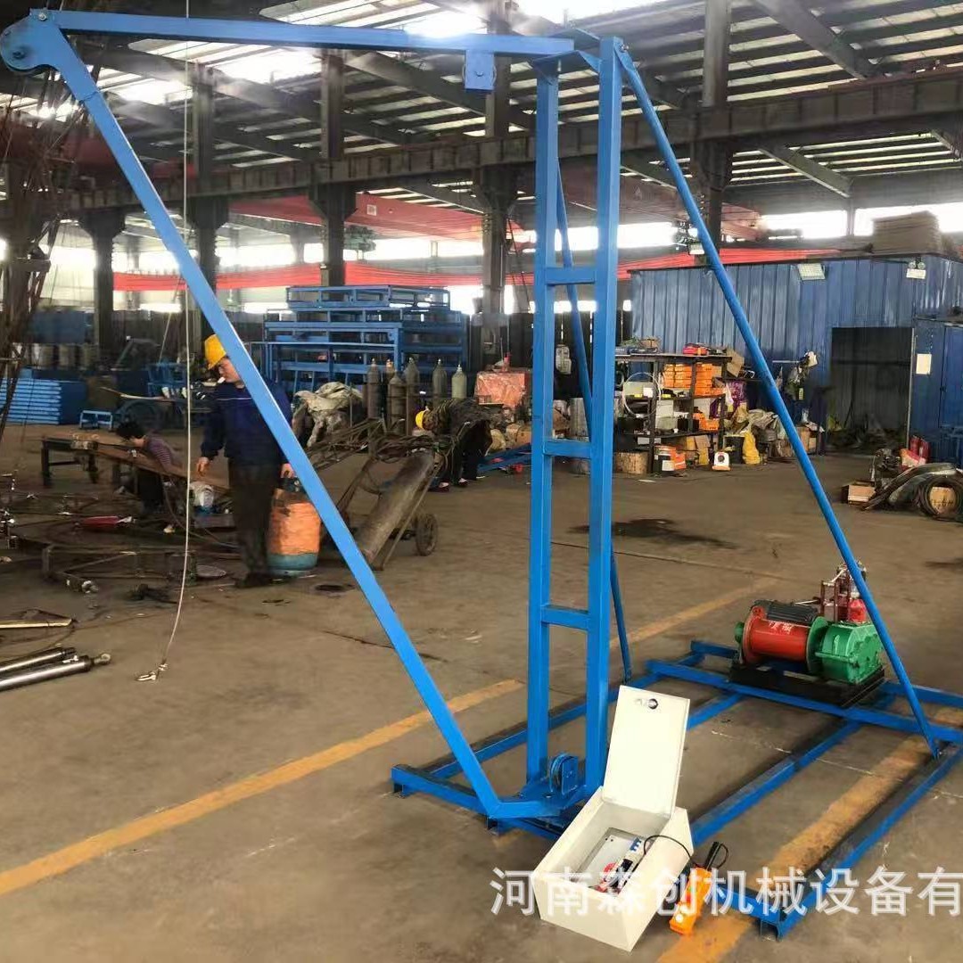 建筑工程摩擦桩哈儿吊提升机人工挖孔桩机架吊机快速卷扬机吊桶图片