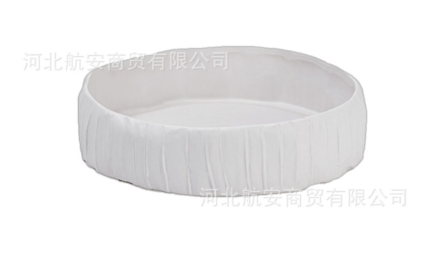 现代简约创意树脂白色果盘样板房售楼处收纳盘装饰盘装饰摆件