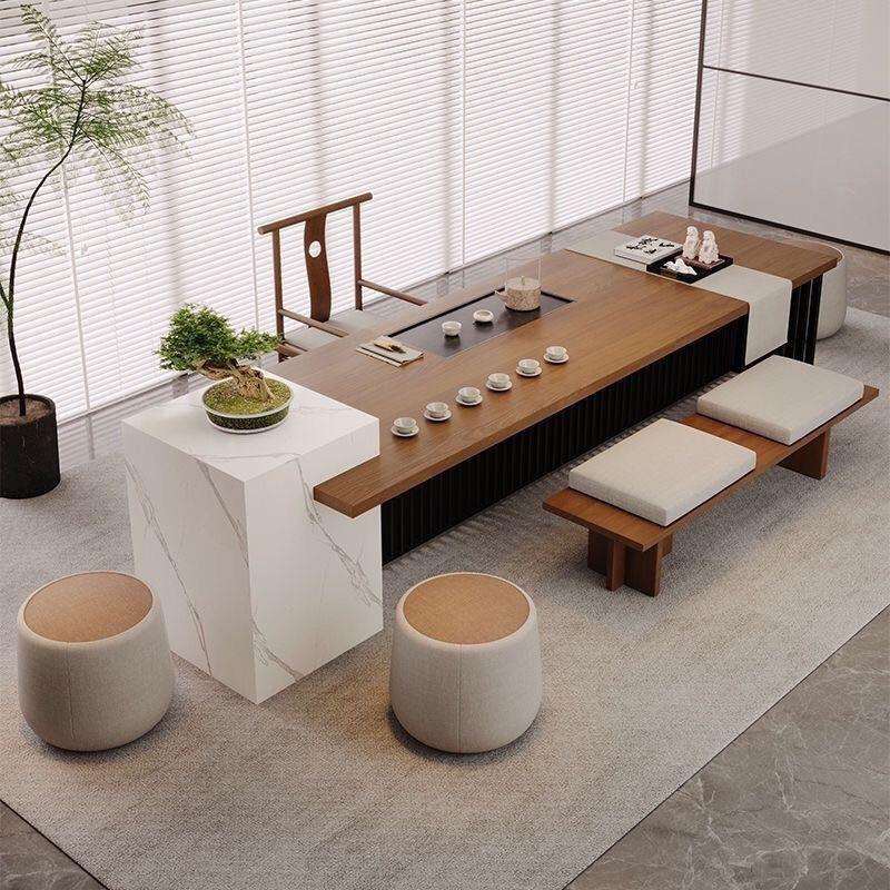 实木岛台茶桌大板泡茶桌椅组合简约轻奢茶台办公室中式家用茶几