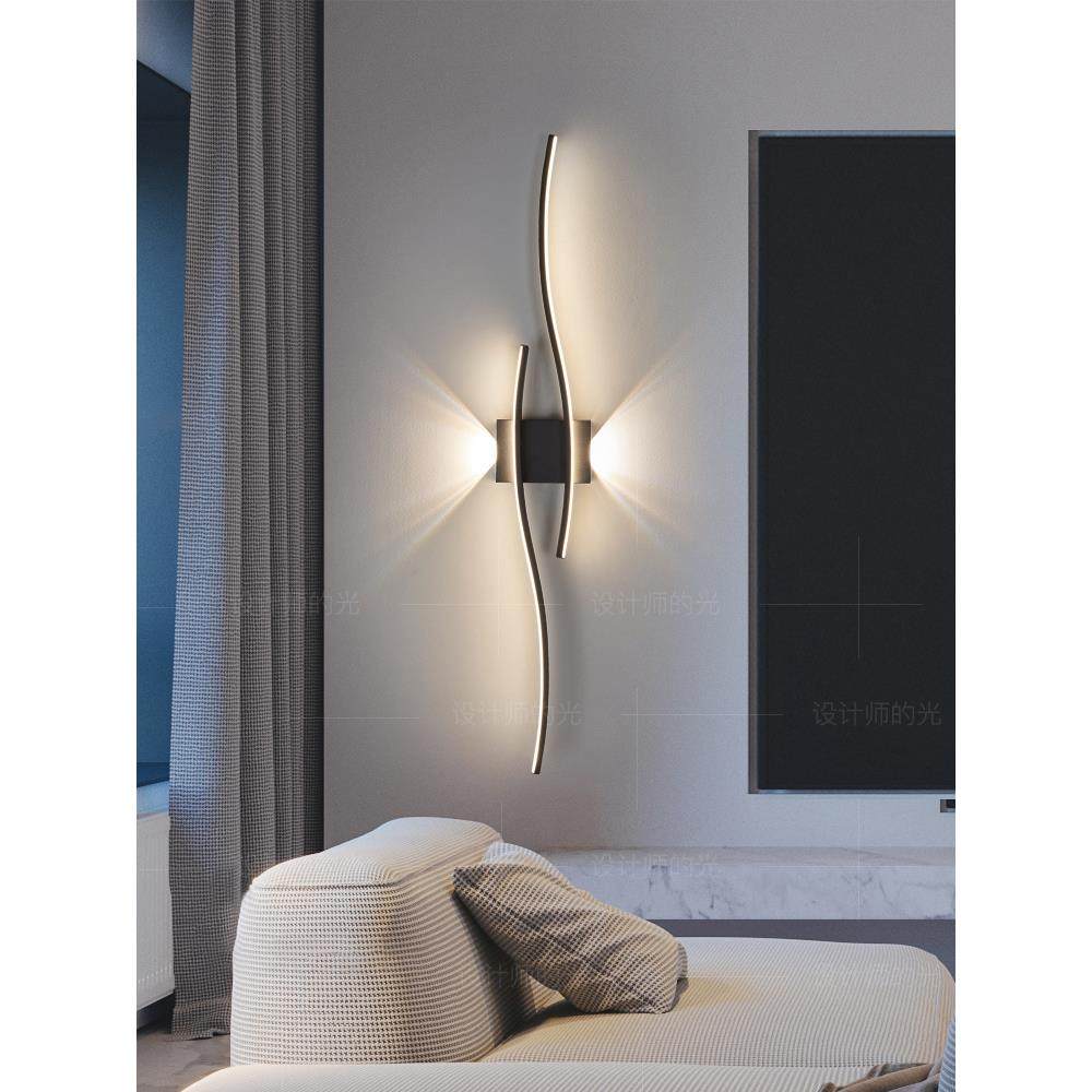 极简床头壁灯卧室简约现代客厅背景装饰灯具北欧长条过道走廊墙灯