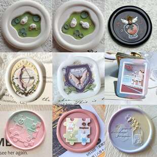 火漆印章多层精雕可爱章头小池憋气鸭撅屁股鸭浮雕请柬信封铜头