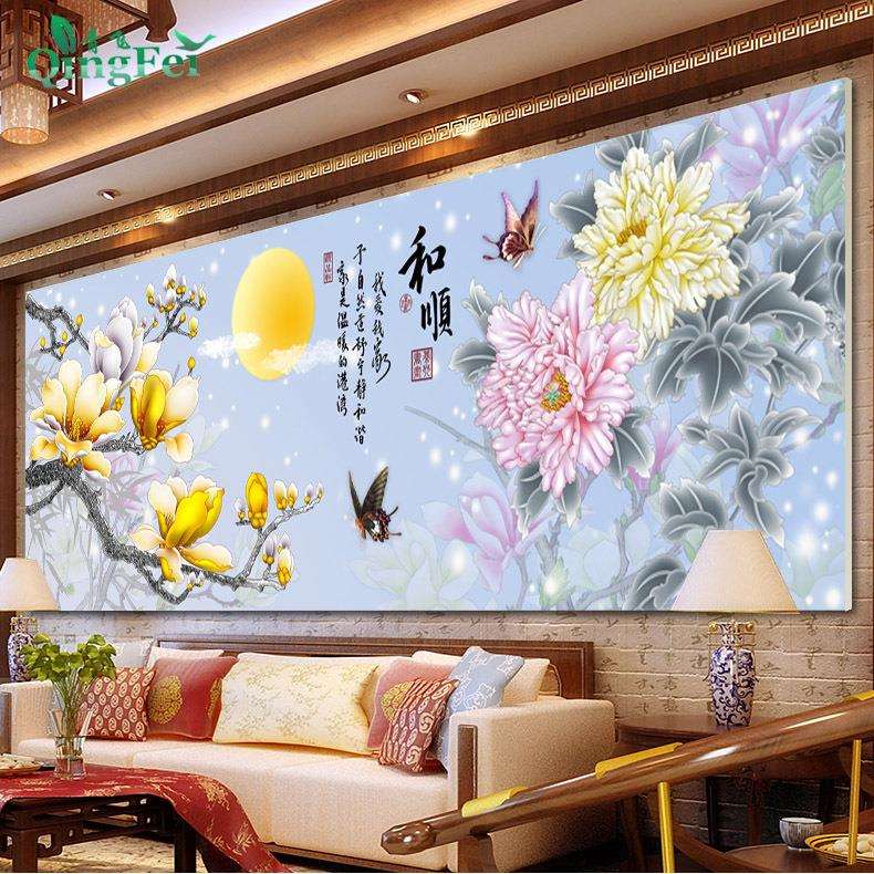 青飞精准和顺花好月圆十字绣花开富贵十字绣玉兰大画客厅有钻石画