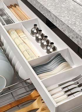 意驰拉篮厨房橱柜收纳双层碗篮抽屉式锅具厨柜拉篮盘碗柜碗碟拉篮