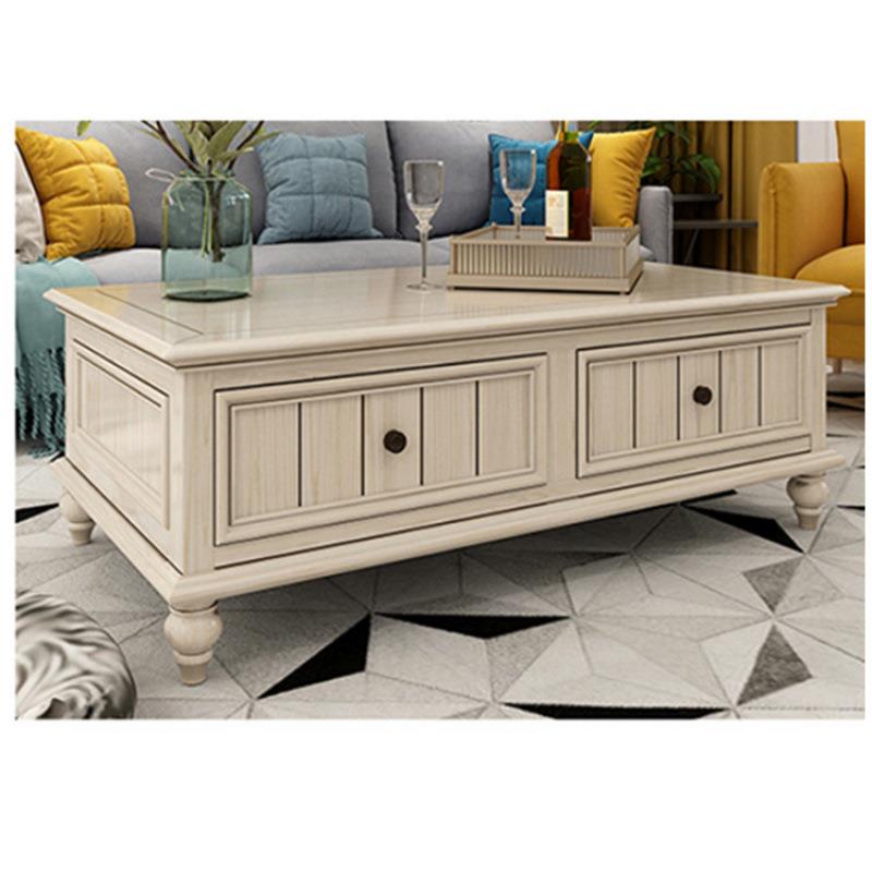 美式全实木茶几简约小户型茶桌仿古白色茶几电视柜组合客厅家具