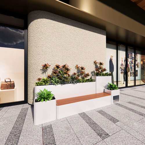 户外花箱坐凳组合不锈钢镀锌钢花坛商业街门店成品花槽座椅