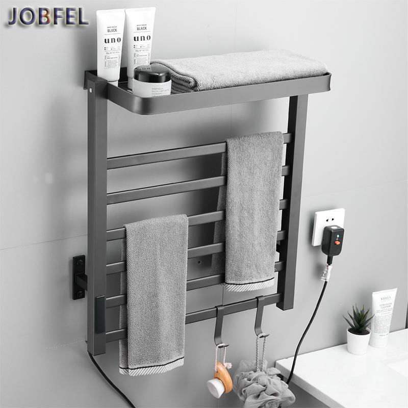 枪灰色电加热毛巾架烘干浴巾架恒温数显定时家用卫生间防霉置物架