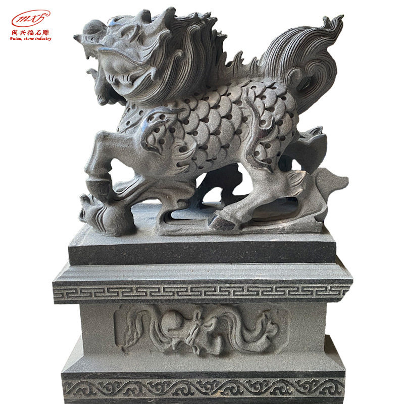 古建石雕麒麟看门神兽花岗岩动物麒麟雕塑企业大楼门口摆件批发图片