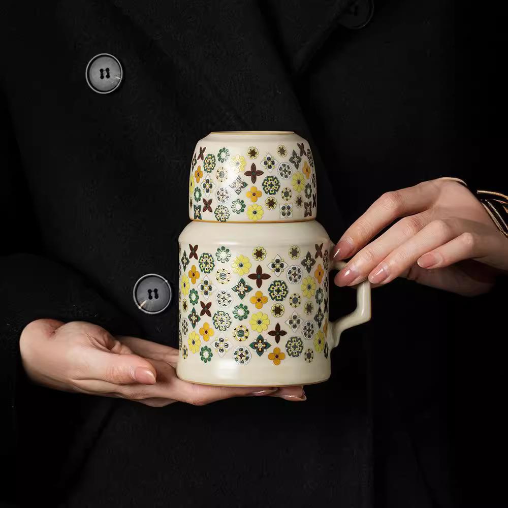 汝窑大唐宝相茶壶小暖水壶家用小容量暖手壶带盖闷茶壶中式泡茶壶