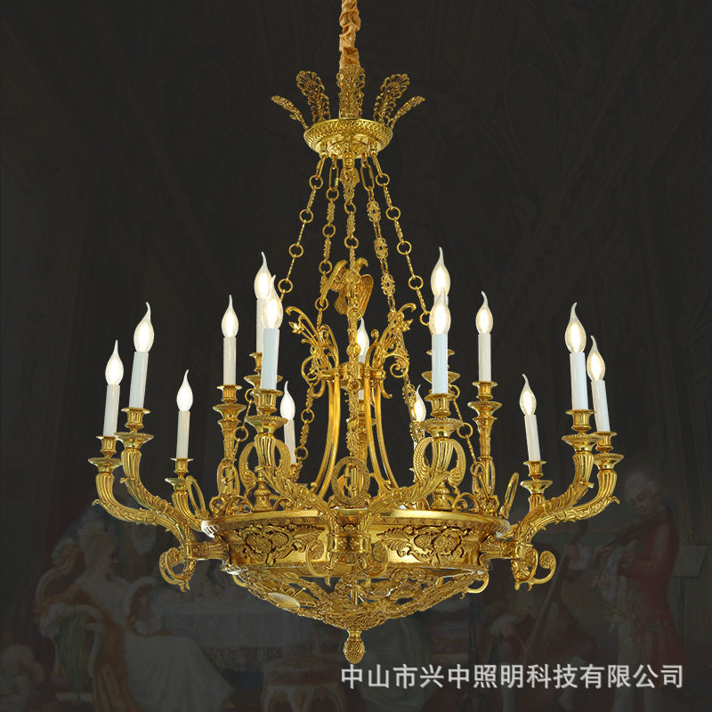 欧式吊灯法式客厅纯铜奢华铜灯美式复古别墅卧室餐厅书房全铜吊灯