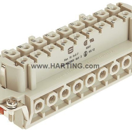 HARTING哈丁 重载连接器09340162701 Han 16 HVE-BU-S 18针母插头