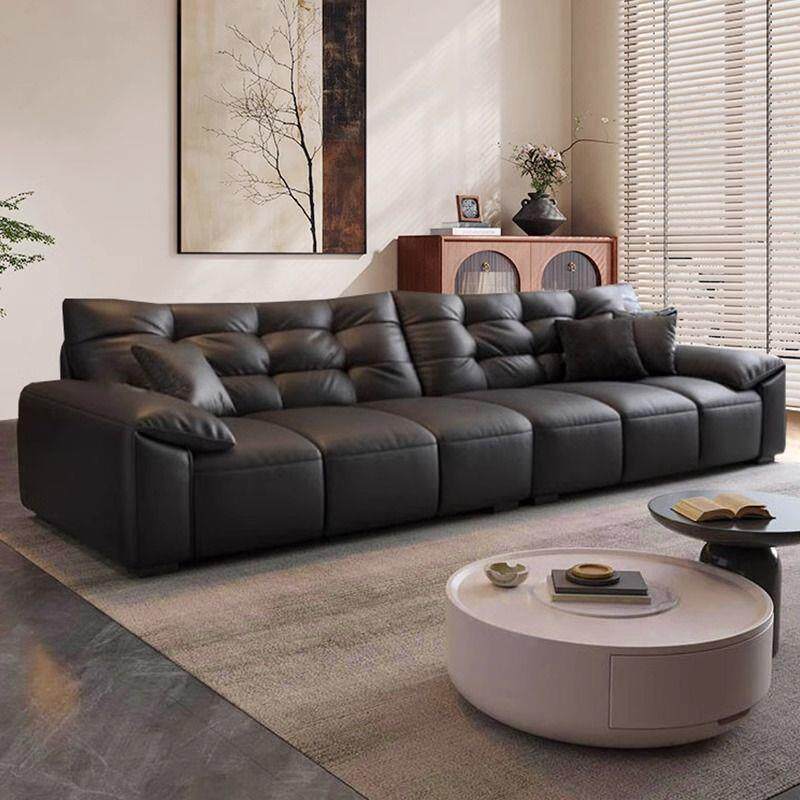 意式极简大黑熊生态真皮沙发轻奢家用客厅大小户型直排猫抓皮沙发