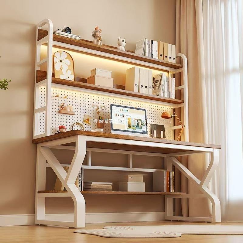 学习桌电脑桌洞洞板卧室台式家用小户型书桌书架一体组合转角桌子