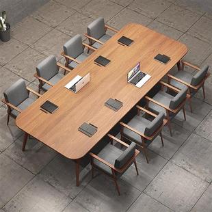 简易实木会议桌长方形工作台商用定制木桌子长条桌简约现代办公桌