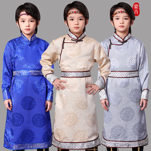 蒙古族男儿童服装新款服蒙古袍表演服饰日常生活装六一儿童演出服